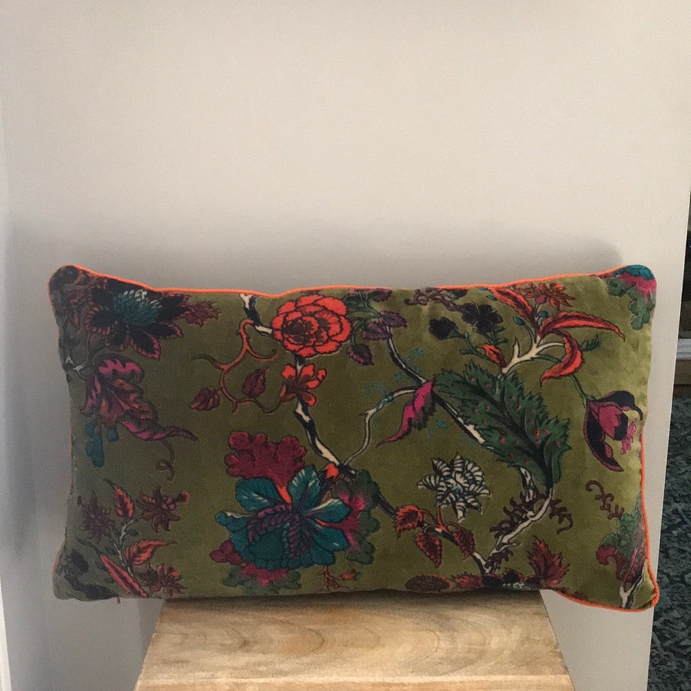 World Market Floral Velvet Lumbar Pillow